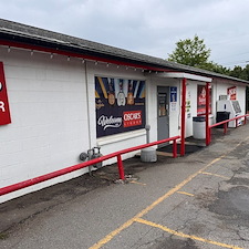 Retail Building Cleaned Using Drone Pressure Washing in Maumelle, AR 5